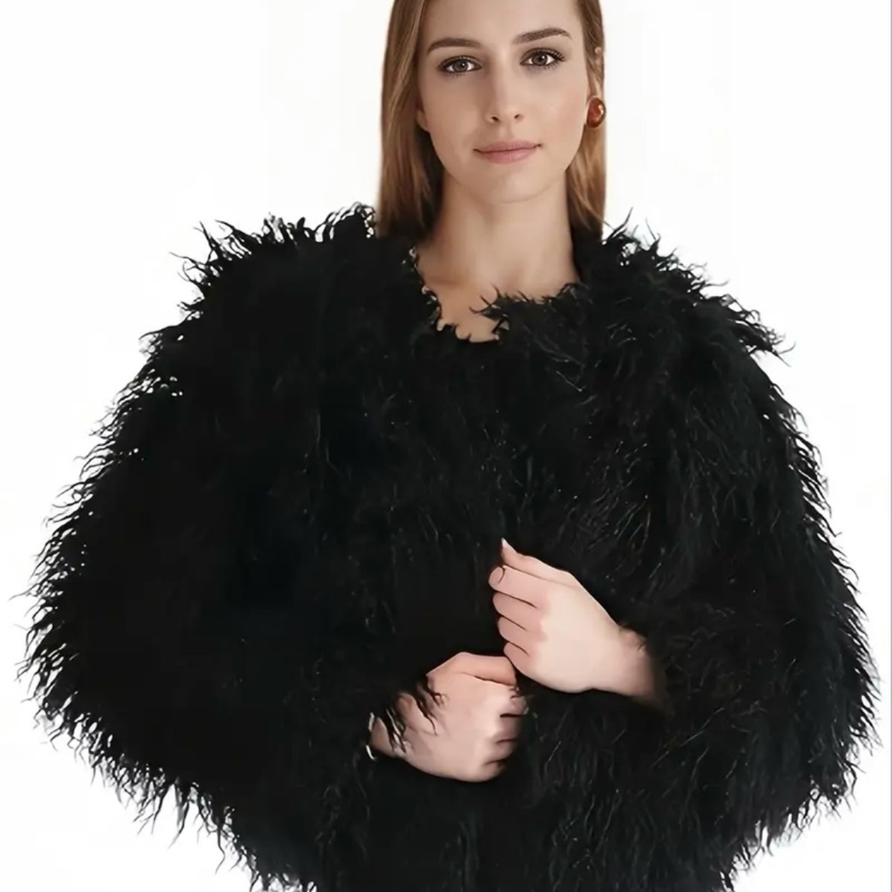 Women's Chic Black Faux Fur Jacket NEW US Size M - Picture 4 of 7